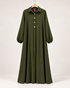 Premium Modest Button Front Maxi Gown for Women