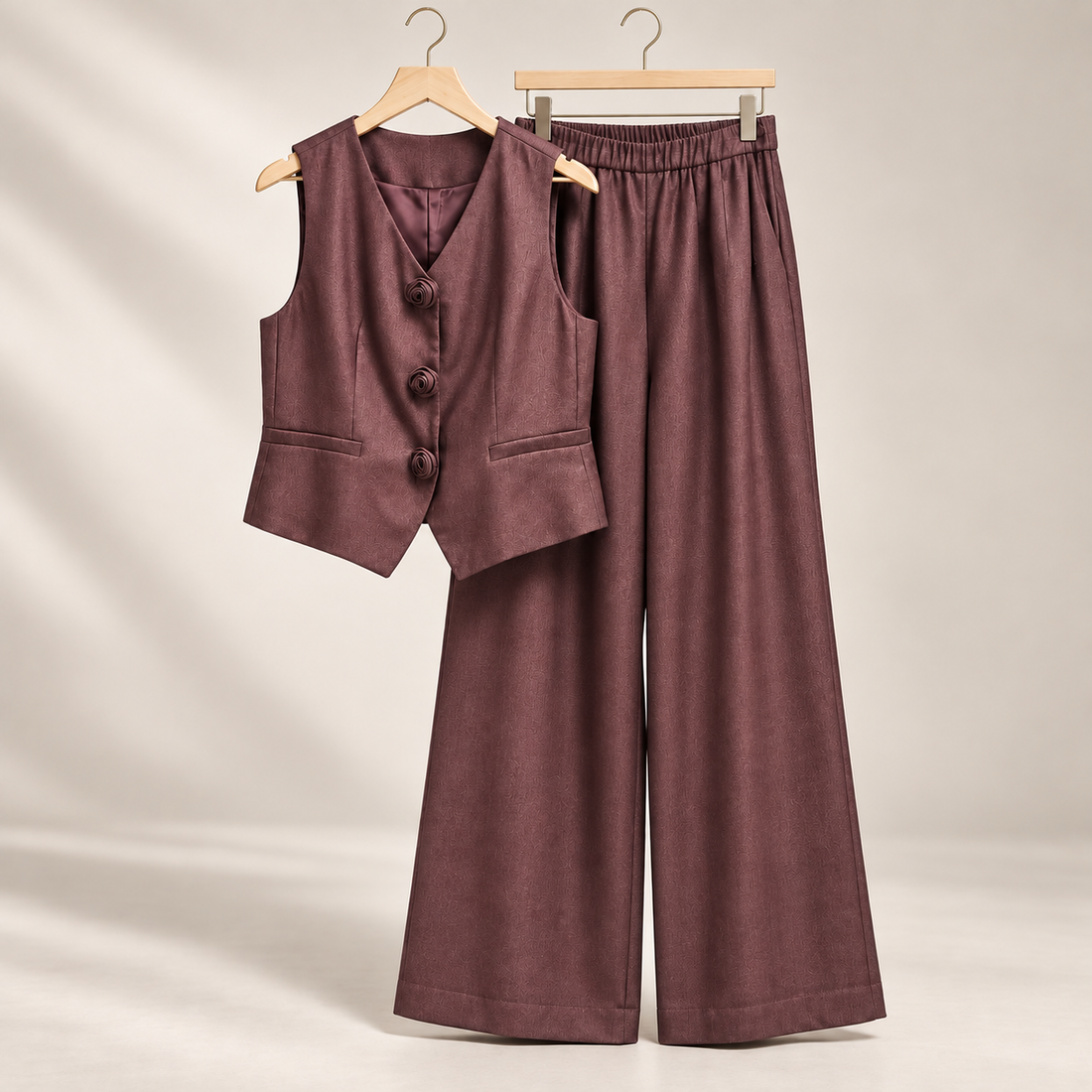 Premium Sleeveless Waistcoat & Wide-Leg Trouser Co-Ord Set – Winter Collection 2026